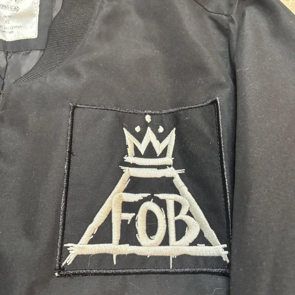 Fall Out Boy Bomber Jacket Mens XL Black This Is Our Culture Embroidered - Picture 5 of 11